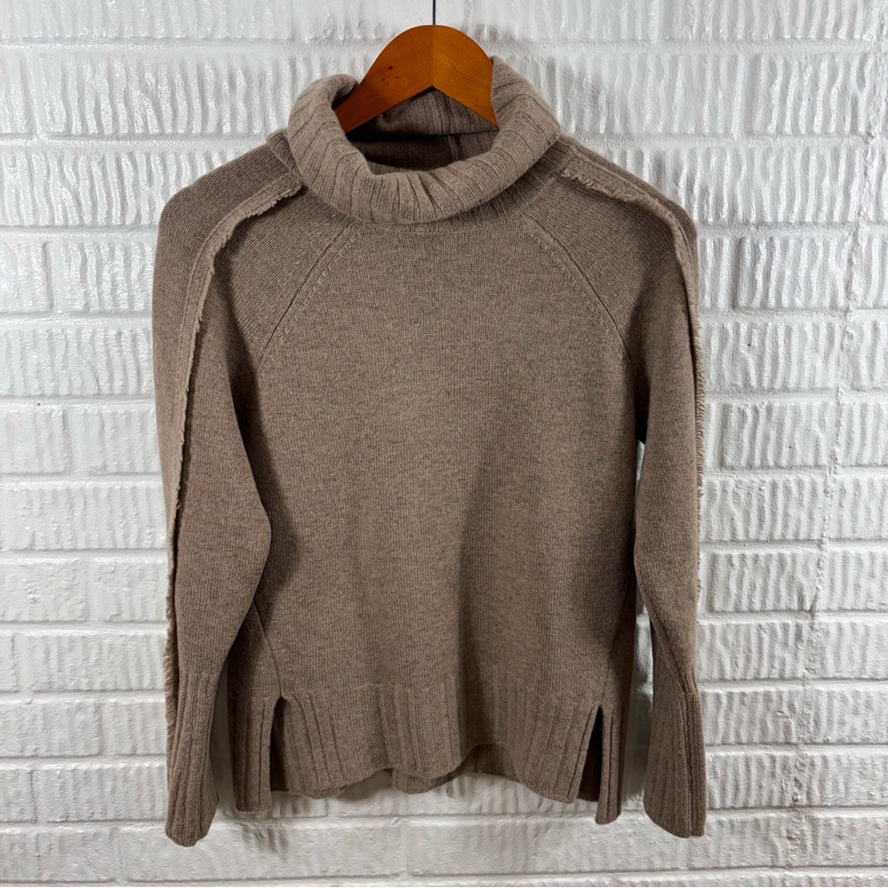 Brochu Walker The Jolie Fringe Turtleneck Cashmere Light Brown/Tan XS - Picture 3 of 6